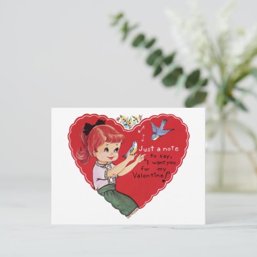 Retro Een notitie voor mijn Valentijn Feestdagenkaart (Staand voorkant)