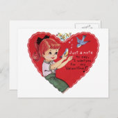 Retro Een notitie voor mijn Valentijn Feestdagenkaart (Voorkant / Achterkant)