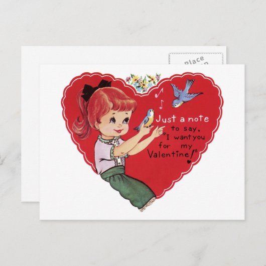 Retro Een notitie voor mijn Valentijn Feestdagenkaart (Voorkant / Achterkant)