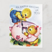 Retro een paasgroet naar je kippen en eieren briefkaart (Voorkant)
