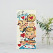  Retro Een Pizza Mijn Hart Aangepaste Valentijn Feestdagenkaart (Staand voorkant)