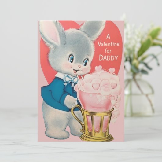 Retro Een Valentijn voor Daddy Custom Feestdagenkaart (Staand voorkant)