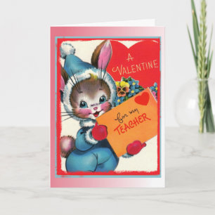 Retro "Een Valentijn voor mijn leraar" Wenskaart Feestdagen Kaart