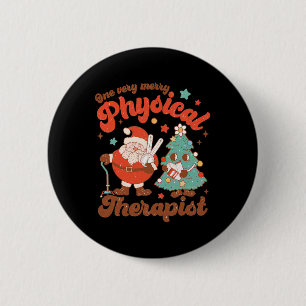 Retro één zeer vrolijke fysiotherapeut Kerstman Ronde Button 5,7 Cm