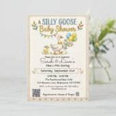 Retro eend & gans baby shower uitnodiging  (Staand voorkant)