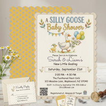 Retro eend & gans baby shower uitnodiging