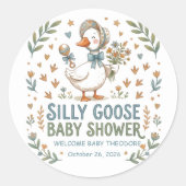 Retro Eend & Gans Kuiken Baby Shower  Ronde Sticker (Voorkant)