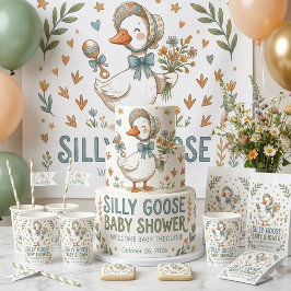 Retro eend & gansje babyshower papieren bekertje bekers