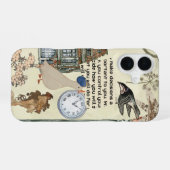 Retro eend, klok & bloemsierkunst ontwerp iPhone 16 hoesje (Achterkant horizontaal)