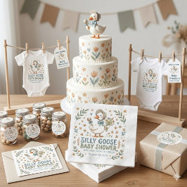 Retro Eend & Kuiken Baby Shower Uitnodiging Servet