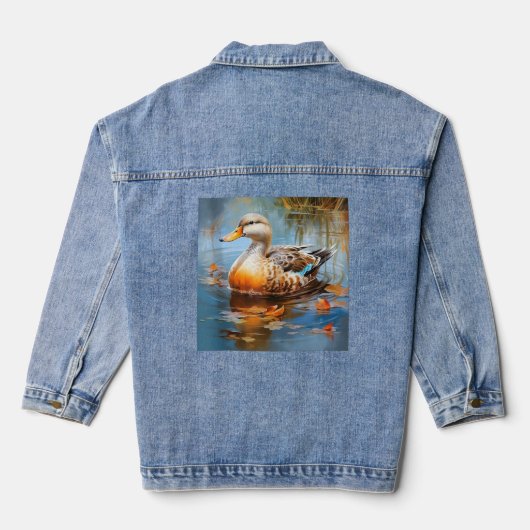 retro eend Pintail Duck Schattige eend Waterverf Denim Jacket (Achterkant)