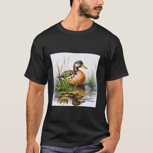 retro eend Pintail Duck Schattige eend Waterverf T-shirt (Voorkant)