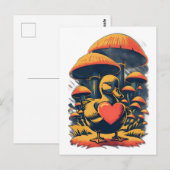 Retro eendje met een hart Briefkaart (Voorkant / Achterkant)
