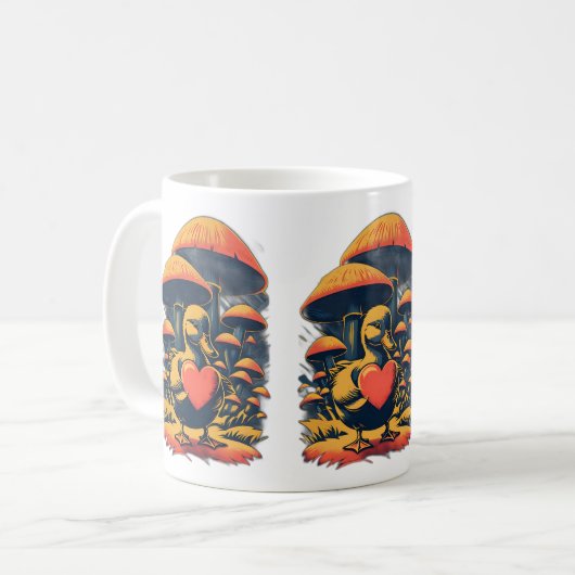 Retro eendje met een hart Mok (Voorkant links)
