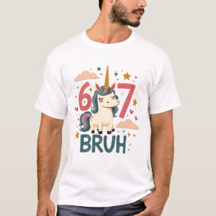 Retro Eenhoorn Dab 6de Verjaardag Bruh Schattig Pa T-shirt