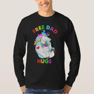 Retro Eenhoorn LGBT Free Dad Hugs LGBT Gay Pride S T-shirt
