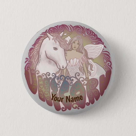 Retro Eenhoorn speld Ronde Button 5,7 Cm (Voorkant)