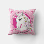 Retro eenhoorns en madeliefjes patroon op roze kussen (Achterkant)