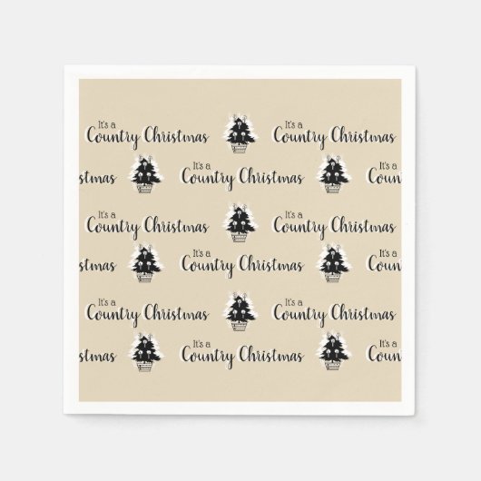Retro Eenvoudig Beige Land Kerstboom Patroon Servet (Voorkant)