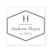 Retro Eenvoudig Frame Modern Monogram Ex Libris Bo Zelfinktende Stempel (Design)