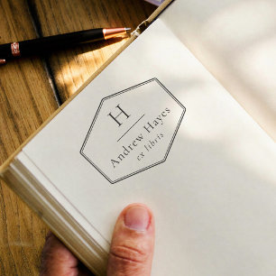 Retro Eenvoudig Frame Modern Monogram Ex Libris Bo Zelfinktende Stempel