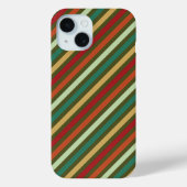 Retro Eenvoudig Rood Groen Diagonaal Streepjespatr Case-Mate iPhone Case (Achterkant)