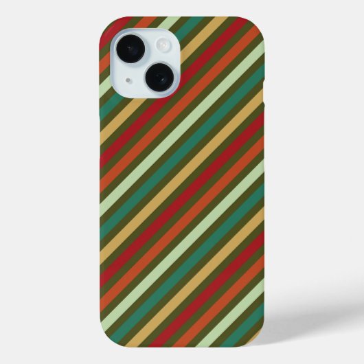 Retro Eenvoudig Rood Groen Diagonaal Streepjespatr Case-Mate iPhone Case (Achterkant)