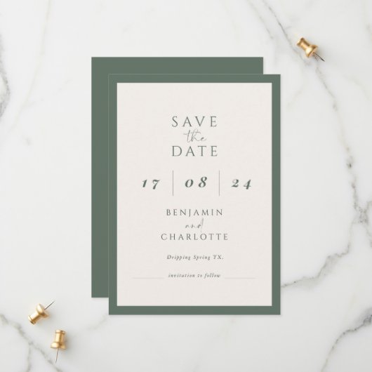 Retro Eenvoudig Typo Script Wedding Sla de datum o Save The Date (Voorkant / Achterkant in situ)