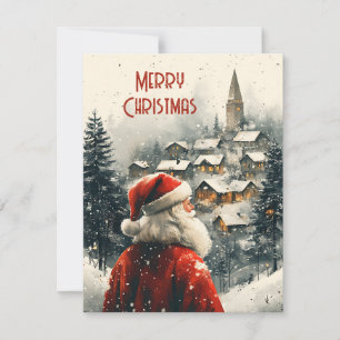 Retro Eenvoudig Vintage Kerstmis Sinterklaas Feestdagenkaart