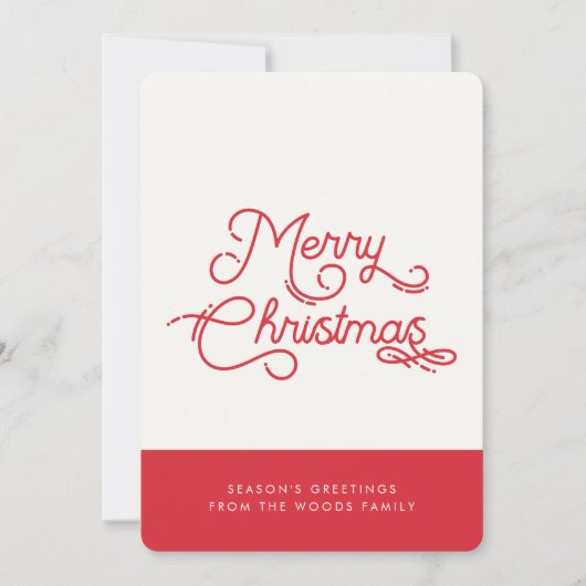 Retro , eenvoudige aangepaste kleuren Vrolijk kers Feestdagenkaart (Voorkant)