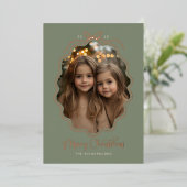 Retro Eenvoudige Boog Foto Folie Feestdagenkaart (Staand Voorkant)