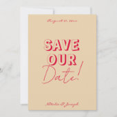 Retro Eenvoudige Bright Funky Bold Modern Boho Bru Save The Date (Voorkant)