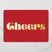 Retro  Eenvoudige Cheers Rood en Goud Folie Feestdagenkaart (Voorkant)