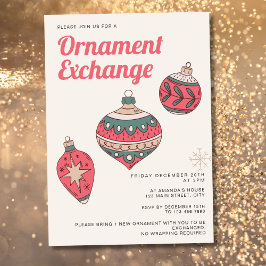 Retro Eenvoudige Kerst Ornament Exchange Party Kaart