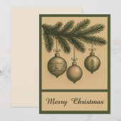 Retro Eenvoudige Trendy Kerstbal Rustiek Feestdagenkaart (Voorkant / Achterkant)