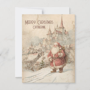 Retro Eenvoudige Vintage Kerstman Feestdagenkaart