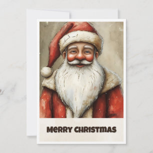Retro Eenvoudige Vintage Kerstman Feestdagenkaart