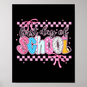 Retro Eerste Dag Van School Boog Leraar Student Ru Poster