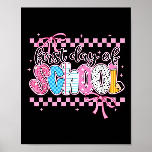 Retro Eerste Dag Van School Boog Leraar Student Ru Poster (Voorkant)