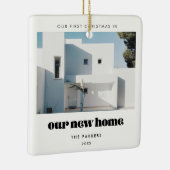 retro eerste kerst in ons nieuwe huis keramisch ornament (Rechts)