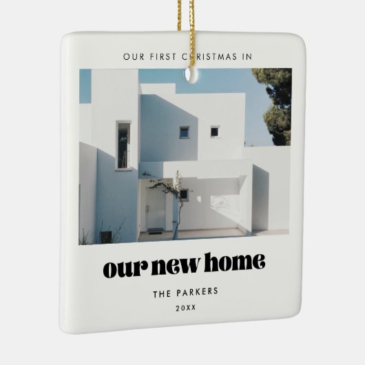  retro eerste kerst in ons nieuwe huis keramisch ornament (Rechts)