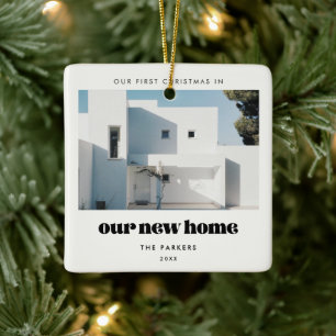  retro eerste kerst in ons nieuwe huis keramisch ornament