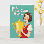Retro Eerste Klas Moeder Kaart (Gele Bloem)
