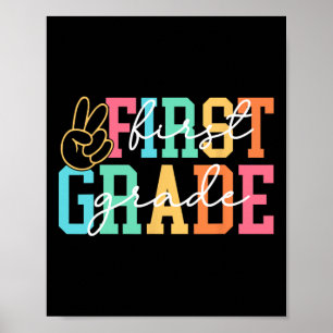Retro Eerste Klas Preppy Terug Naar School Leraar Poster