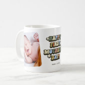 Retro eerste Moederdag 2 foto Koffiemok (Voorkant links)