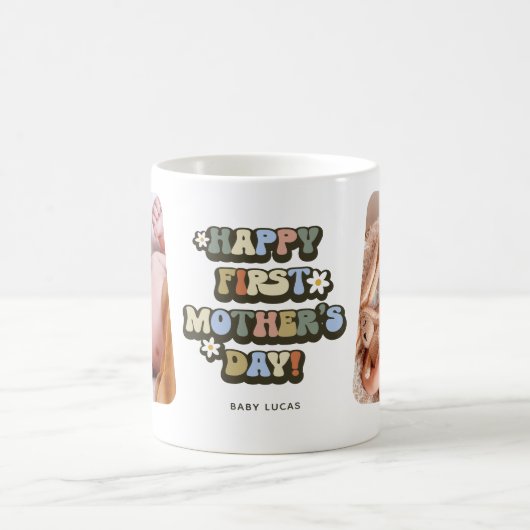 Retro eerste Moederdag 2 foto Koffiemok (Center)