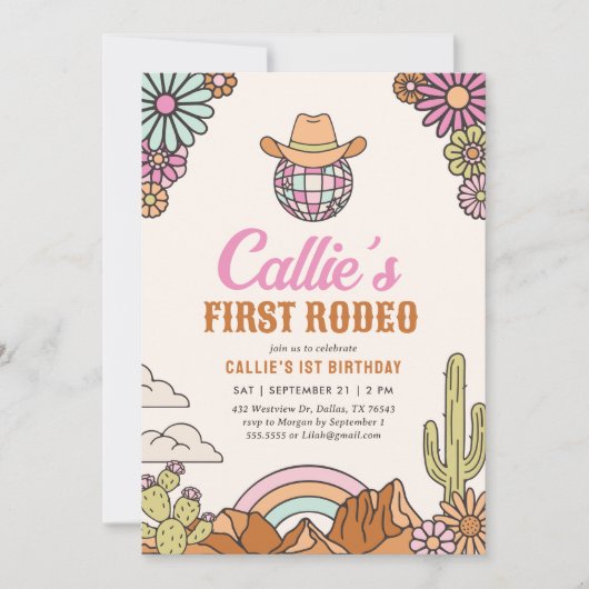 Retro Eerste Rodeo Western Meisje 1e Verjaardag Kaart (Voorkant)