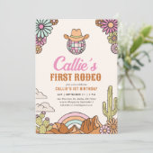 Retro Eerste Rodeo Western Meisje 1e Verjaardag Kaart (Staand voorkant)