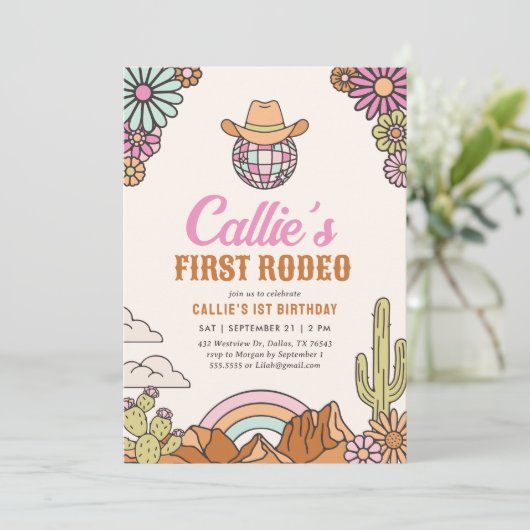 Retro Eerste Rodeo Western Meisje 1e Verjaardag Kaart (Staand voorkant)