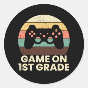 Retro Eersteklas Gamer Terug naar School Kinderen Ronde Sticker